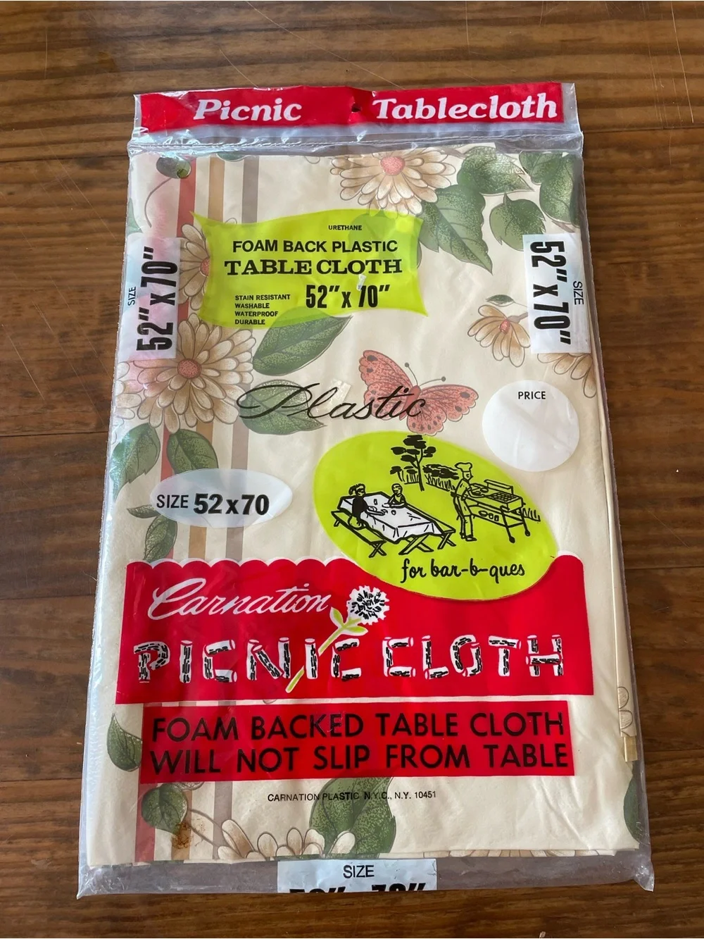 Vintage Plastic Picnic Tablecloth Floral Butterfly NIP 52”x70”  cottagecore